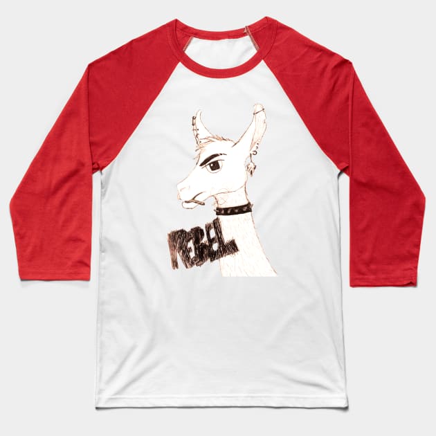 Rebel Llama Baseball T-Shirt by DrawingWithMagic